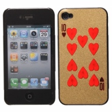 Hard Plastic Case with Poker Heart 10 Pattern for iPhone 4 Gold. Christmas Shopping, 4% off plus free Christmas Stocking and Christmas Hat!