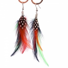 Beautiful Multicoloured Alloy Feather Earrings. Christmas Shopping, 4% off plus free Christmas Stocking and Christmas Hat!