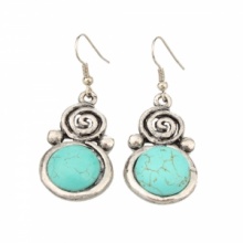 1 Pair Beautiful Round Turquoise Dangle Earrings. Christmas Shopping, 4% off plus free Christmas Stocking and Christmas Hat!