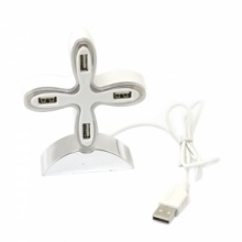 4 Port Cross-shaped Hi-speed USB 2.0 Hub White. Christmas Shopping, 4% off plus free Christmas Stocking and Christmas Hat!