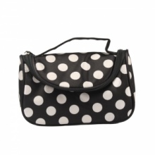 Polka Dot Makeup Cosmetic Bag with Mirror Black. Christmas Shopping, 4% off plus free Christmas Stocking and Christmas Hat!