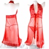 Red Transparent Sexy Ethereal Silk Lingerie Apron Babydoll. Christmas Shopping, 4% off plus free Christmas Stocking and Christmas Hat!