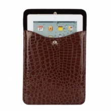 Crocodile Leather Pouch Bag for iPad 2 Brown. Christmas Shopping, 4% off plus free Christmas Stocking and Christmas Hat!