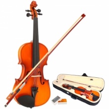 3/4 Natural Color Kapok Acoustic Violin + Case+ Bow + Rosin. Christmas Shopping, 4% off plus free Christmas Stocking and Christmas Hat!