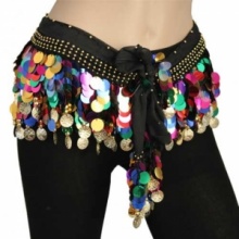 Shining Multi-color Sequins Coin Belly Dance Hip Scarf. Christmas Shopping, 4% off plus free Christmas Stocking and Christmas Hat!