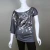 Miss Popular Silver Foil Trap Body Top