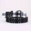 Chrome Plaid Pyramid Studded Belt