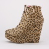 Standout style defines a leopard-print lace-up bootie