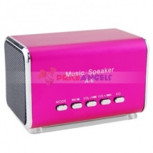 Description This is a sports style mini stereo speaker with TF slot and FM function. Quality glossy surface metal material gives the speaker a graceful and quality coat. Built-in Standard USB slot. you can enjoy the music in your USB drive with this mini speaker. Remarkable vacuum bass design gives surprising volume and bass response in speakers that fit in your palm. Blue light will light on come with the music.Mini design. you can take it any where any time very conveniently General Brand A-8 Color Fuchsia Size(L x W x H) 8 x 5 x 4cm Tech Spec Material Metal LED light Blue LED light Earphone Jack 3.5mm USB Slot Yes Memory Card Slot TF Card Slot FM Yes Music Formats MP3 Power On/Off Switch Yes Volume control Yes Battery Li-ion battery Other Functions Card Reader/FM. Package Included 1 x Mini Speaker 1 x USB Cable 1 x Battery ?