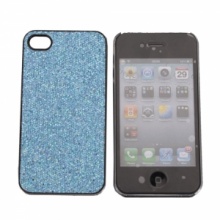 Leather Hard Plastic Case For iPhone 4 Sparkle Blue. Christmas Shopping, 4% off plus free Christmas Stocking and Christmas Hat!