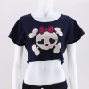 Tres Bien Skull &amp; Bones Cropped Graphic Tee