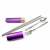 Purple Three-piece Pen-style Chopsticks Fork Spoon. Christmas Shopping, 4% off plus free Christmas Stocking and Christmas Hat!