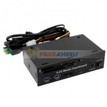 - 5.25-inch all-in-1 media dashboard - Made from quality plastic material - Built-in PCI-E connector - With 2 USB 3.0 ports. compatible with USB 2.0/1.1. up to 5Gbps transmission speed - Ideal to upgrade your USB 2.0 ports to USB 3.0 - Up to 3.0Gbps trans