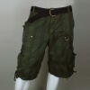 Galaxy Franky Plaid Print Belted Cargo Shorts