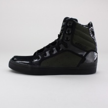 Inspired by classic late-'80s basketball shoes, the mens adidas Originals Chizzle Hi shoes bring that old-school look and feel into the here and now with a smooth nubuck upper and a flash of shiny patent leather overlays. Features a camo print lining and a perforated tongue for added breathability. Imported.