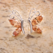 Champagne Bowknot Design Zircon Stud Earrings. Christmas Shopping, 4% off plus free Christmas Stocking and Christmas Hat!