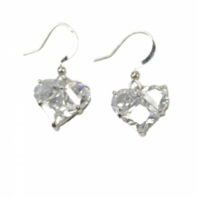 Lovely Heart-shaped White Zircon Shining Earrings. Christmas Shopping, 4% off plus free Christmas Stocking and Christmas Hat!