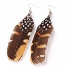 Fashion White Spot Feather Drop Earrings. Christmas Shopping, 4% off plus free Christmas Stocking and Christmas Hat!