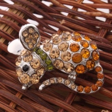 Cute Topaz Mouse Rhinestone Brooch Pin. Christmas Shopping, 4% off plus free Christmas Stocking and Christmas Hat!