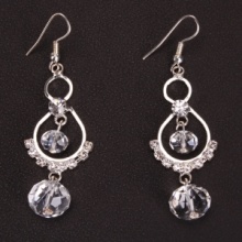 Silver Diamond Plated Crystal Dangle Eardrop Earrings White. Christmas Shopping, 4% off plus free Christmas Stocking and Christmas Hat!