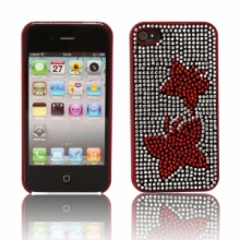 Butterfly Design Rhinestone Hard Plastic Case for iPhone 4 White & Red. Christmas Shopping, 4% off plus free Christmas Stocking and Christmas Hat!