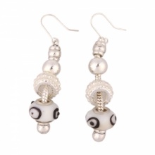 Silver Plated Dangle Earrings with Pandora Beads White. Christmas Shopping, 4% off plus free Christmas Stocking and Christmas Hat!