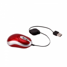 6087 Mini Optical Mouse With Retractable Cable Red. Christmas Shopping, 4% off plus free Christmas Stocking and Christmas Hat!